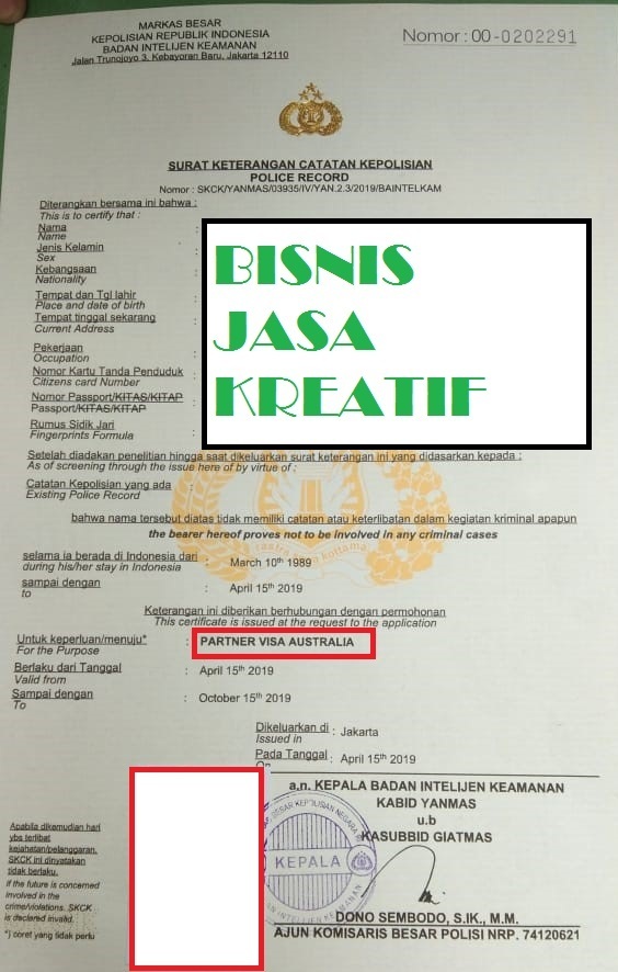 Jasa Pengurusan Skck Partner Visa Australia Wa 085212377723