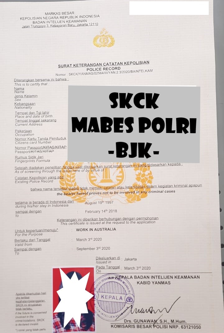 Jasa SKCK Visa Kerja Mabes Polri