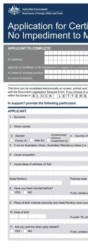 Contoh Form CNI Australia