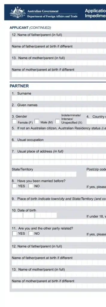 Contoh Form CNI Australia